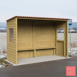 Marquesina parada d'autobús Turín fabricada en fusta