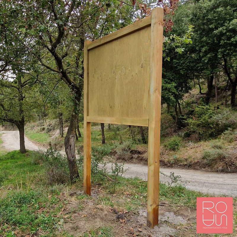 Cartellera de fusta per Dunes plafó fabricat amb STRATIMAGE